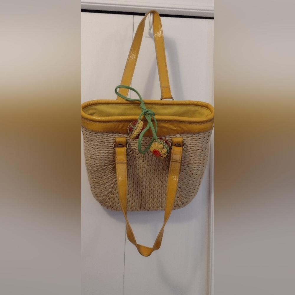 Lucky brand corn husk/leather shoulder bag